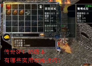 传奇SF1.85版本有哪些实用攻略技巧？
