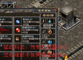 征战玛法：传奇之旅盛大心法私服新手如何快速起步？