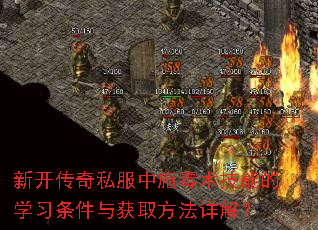 新开传奇私服中施毒术技能的学习条件与获取方法详解？