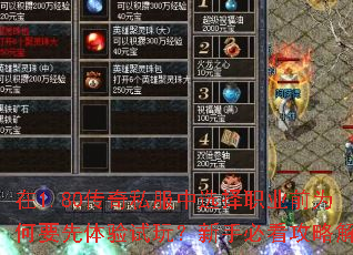 在1.80传奇私服中选择职业前为何要先体验试玩？新手必看攻略解析