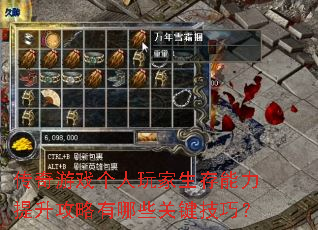 传奇游戏个人玩家生存能力提升攻略有哪些关键技巧？