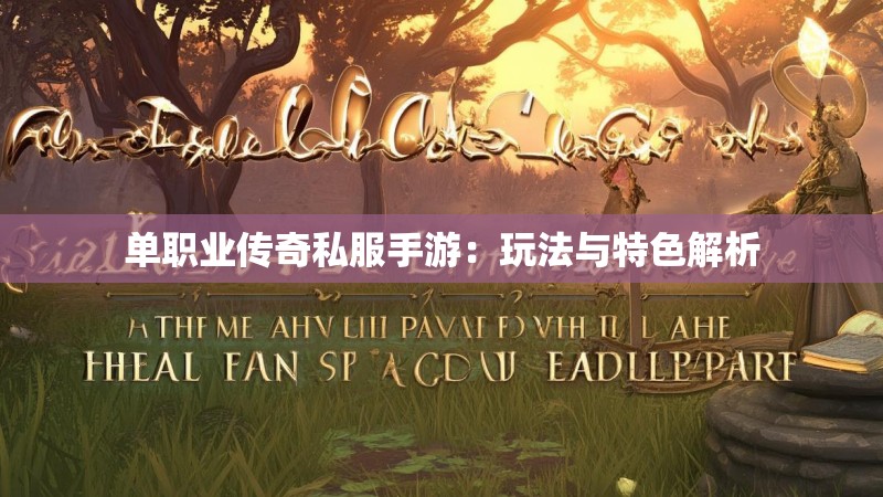 单职业传奇私服手游：玩法与特色解析