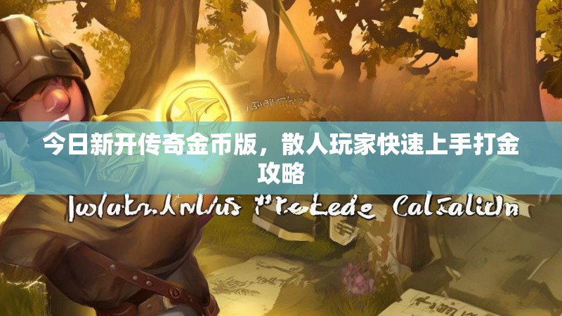 今日新开传奇金币版，散人玩家快速上手打金攻略