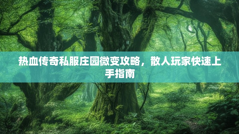 热血传奇私服庄园微变攻略，散人玩家快速上手指南