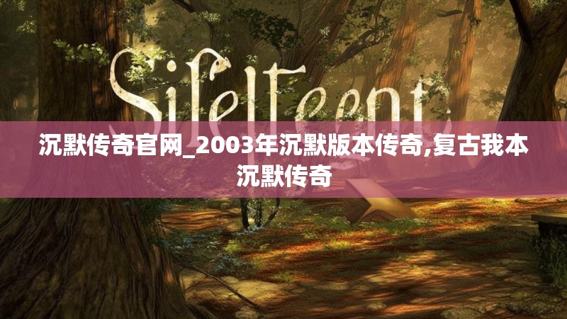 沉默传奇官网_2003年沉默版本传奇,复古我本沉默传奇