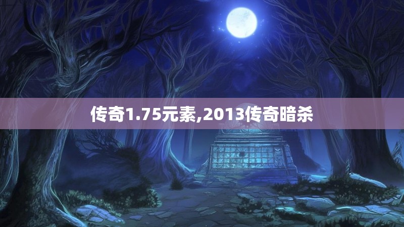 传奇1.75元素,2013传奇暗杀