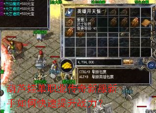 葫芦娃单职业传奇新服新手如何快速提升战力？