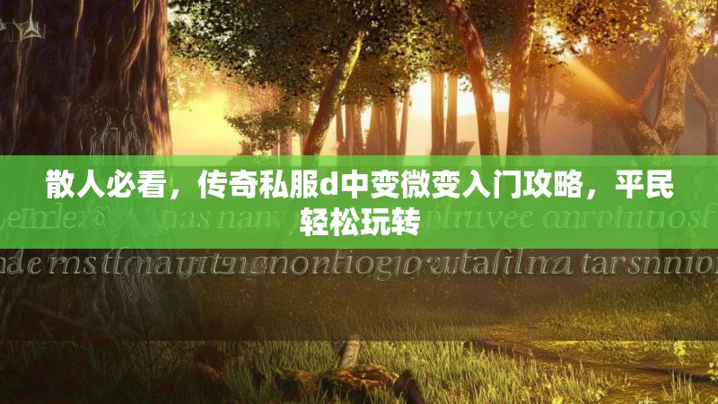 散人必看，传奇私服d中变微变入门攻略，平民轻松玩转