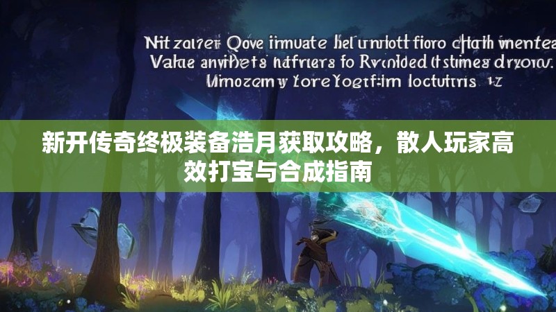 新开传奇终极装备浩月获取攻略，散人玩家高效打宝与合成指南