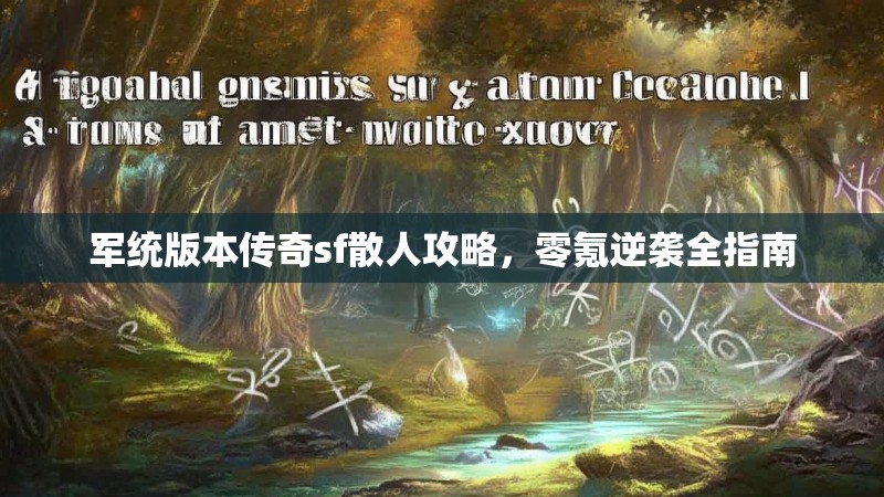 军统版本传奇sf散人攻略，零氪逆袭全指南