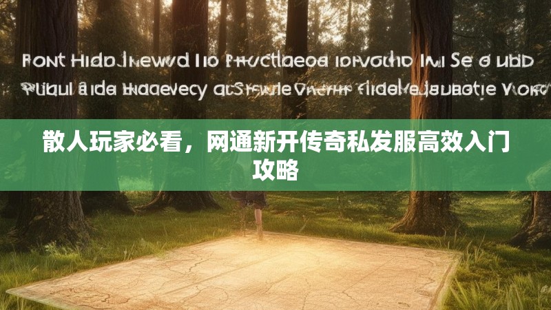 散人玩家必看，网通新开传奇私发服高效入门攻略