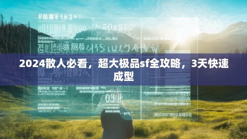 2024散人必看，超大极品sf全攻略，3天快速成型