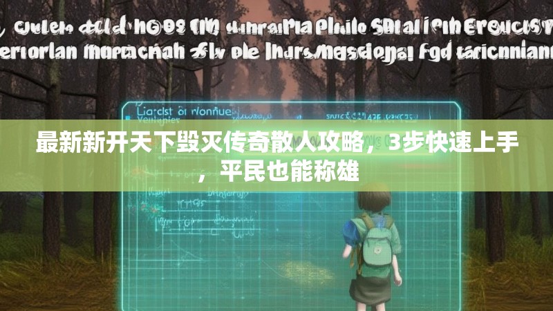 最新新开天下毁灭传奇散人攻略，3步快速上手，平民也能称雄