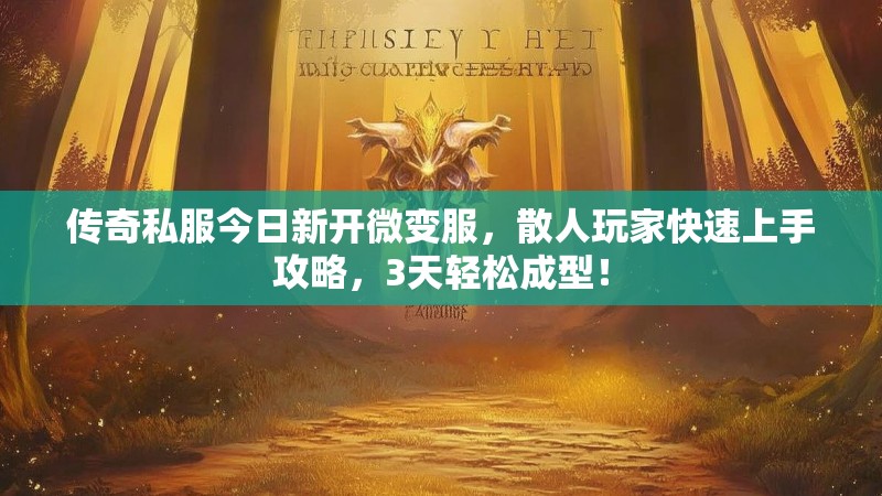 传奇私服今日新开微变服，散人玩家快速上手攻略，3天轻松成型！