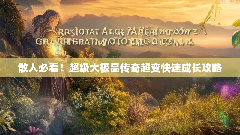 散人必看！超级大极品传奇超变快速成长攻略
