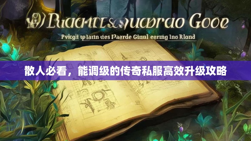 散人必看，能调级的传奇私服高效升级攻略