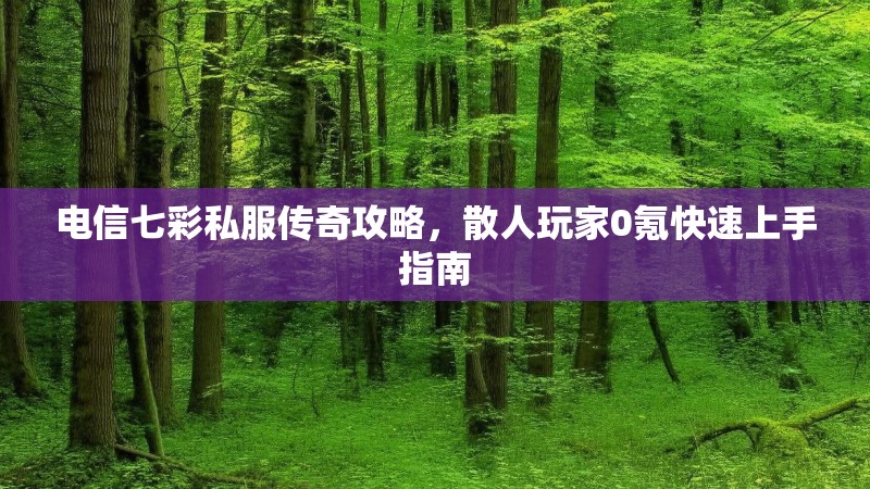 电信七彩私服传奇攻略，散人玩家0氪快速上手指南