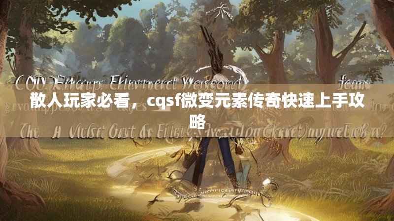 散人玩家必看，cqsf微变元素传奇快速上手攻略