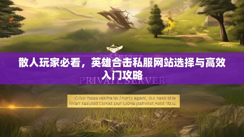 散人玩家必看，英雄合击私服网站选择与高效入门攻略