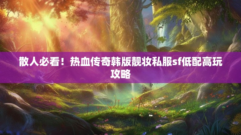 散人必看！热血传奇韩版靓妆私服sf低配高玩攻略